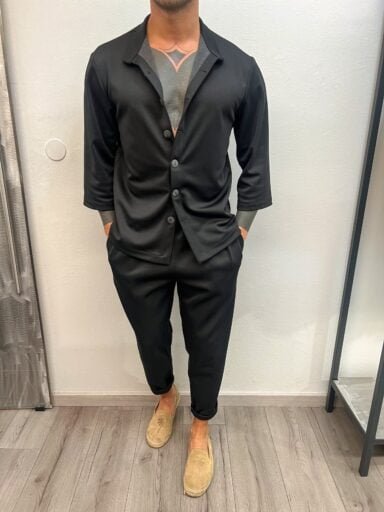 Completo Coreano in Raso Marrone