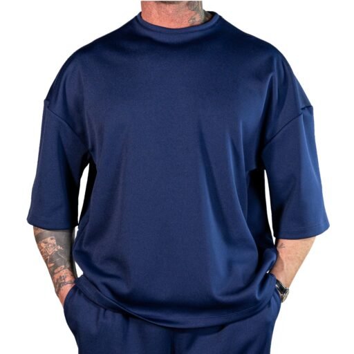 T-Shirt Oversize Blu in Cotone premium